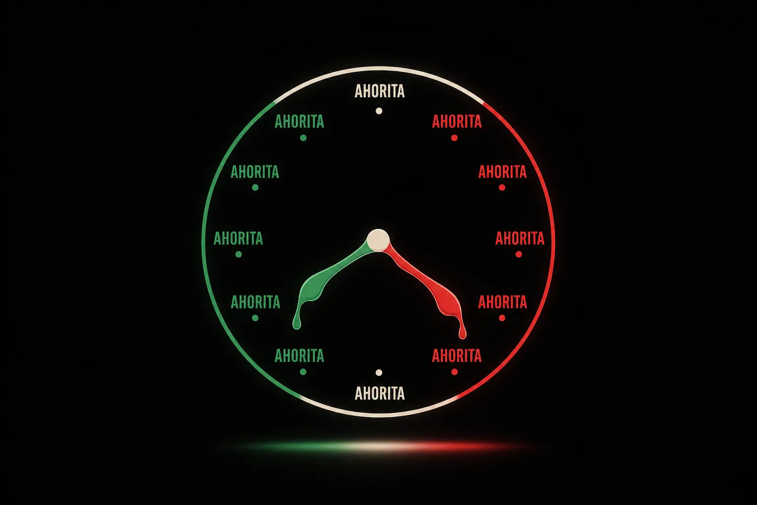 A clock whose numbers are all replaced by the word ahorita, with melting hands